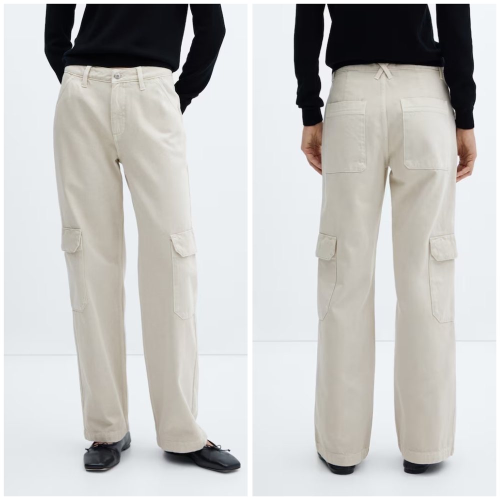 MANGO Wide leg cargo pants